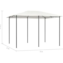 Best Paviljong 3x4 m med massiv stålkonstruktion - Utomhusskydd för fester | Färg: Gräddvit | Storlek: 3x4x2,6 m Tält & Lusthus