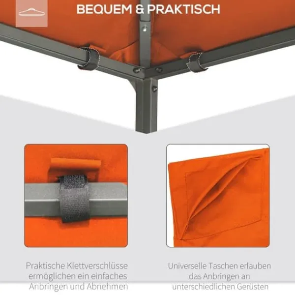 Best Paviljongtak 2,98x2,95 m, solskydd i polyester, orange Tält & Lusthus