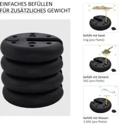 Paviljongvikt, fyllbar upp till 5 kg, HDPE, svart, Ø25x6 cm