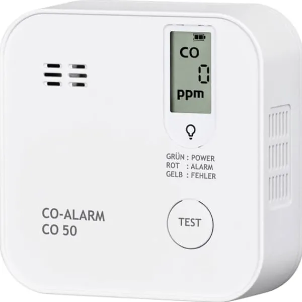 PENTATECH CO50 Kolmonoxid-detektor inkl. 10 års batteri, med intern sensor batteri Detektering Kolmonoxid