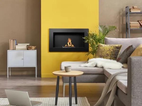 Sale Perfekt för julen julklapp Etanolkamin Bioethanol väggmonterad biospis 65 x 40 x 12 cm matt svart Biopanna miljövänlig biospis Öppna Spisar