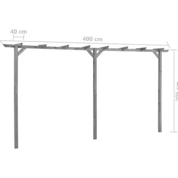 Pergola - - 400x40x205 cm - Imregnerad furu - Vädertålig - Modern design Valvbågar, Spaljéer, Bersåer & Pergolor
