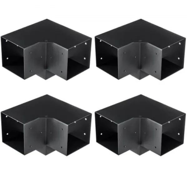 Pergola Fästesats, 3-vägs hörnfäste, 14,2x14,2 cm, Svart, Stål