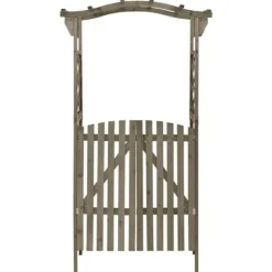Pergola med grind 116x40x204 cm grå massivt granträ - Pergola - Trädgårdsbåge - Home & Living