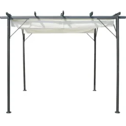 Clearance Pergola med indragbart tak gräddvit 3x3 m stål - Trädgårdsbåge - Trädgårdsbågar - Home & Living Valvbågar, Spaljéer, Bersåer & Pergolor