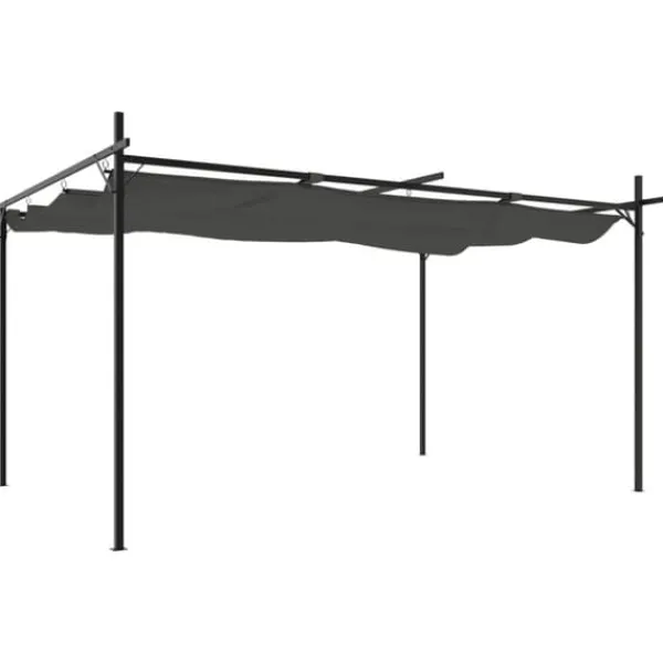 Online Pergola med infällbart tak - Utomhuspaviljong | Färg: Antracit | Storlek: 395x292x230 cm Valvbågar, Spaljéer, Bersåer & Pergolor
