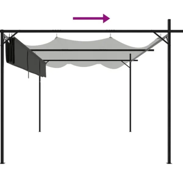 Online Pergola med infällbart tak - Utomhuspaviljong | Färg: Antracit | Storlek: 395x292x230 cm Valvbågar, Spaljéer, Bersåer & Pergolor