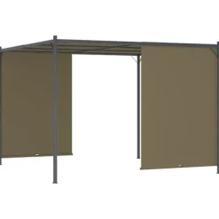 Pergola med infällbart tak 3x3 m - Justerbar utomhuslösning | Färg: Taupe | 180 g/m² Valvbågar, Spaljéer, Bersåer & Pergolor