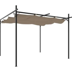 Best Pergola med infällbart tak taupe 295x292x230 cm Valvbågar, Spaljéer, Bersåer & Pergolor