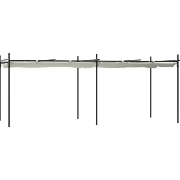 Sale Pergola med infällbart tak gräddvit 589x292x230 cm Valvbågar, Spaljéer, Bersåer & Pergolor
