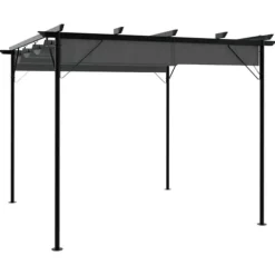 Pergola med infällbart tak - Stål och polyester | Storlek: 3x3 m | Färg: Antracit