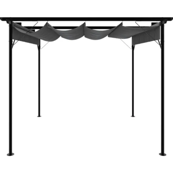 Pergola med infällbart tak - Stål och polyester | Storlek: 3x3 m | Färg: Antracit