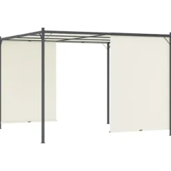Hot Pergola med justerbart tak gräddvit 3x3 m stål Valvbågar, Spaljéer, Bersåer & Pergolor