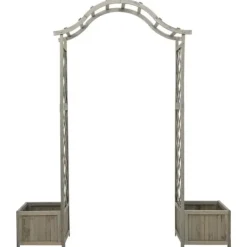 Best Pergola med odlingslåda grå massivt granträ Valvbågar, Spaljéer, Bersåer & Pergolor