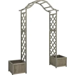 Pergola med odlingslåda grå massivt granträ - Pergola - Trädgårdsbåge - Home & Living Valvbågar, Spaljéer, Bersåer & Pergolor