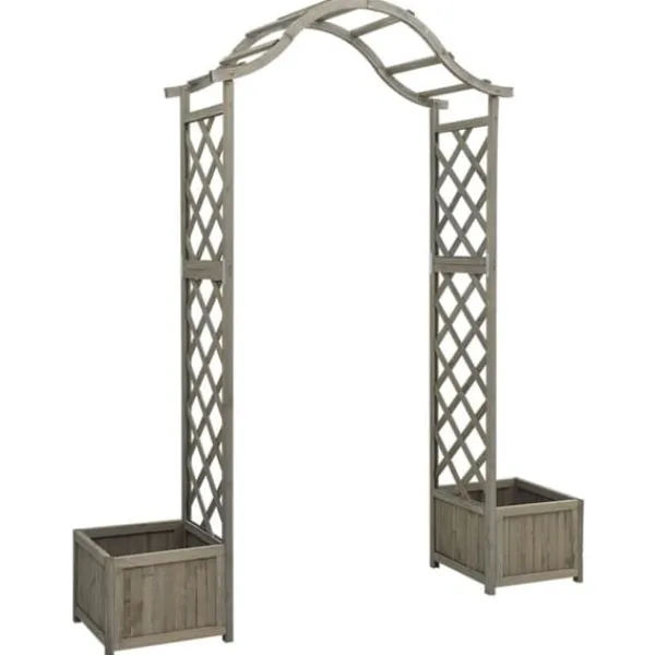 Pergola med odlingslåda grå massivt granträ - Pergola - Trädgårdsbåge - Home & Living Valvbågar, Spaljéer, Bersåer & Pergolor