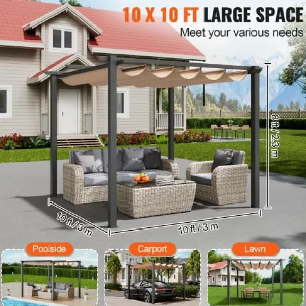 Pergola, 300x300x230 cm, Beige, Aluminium