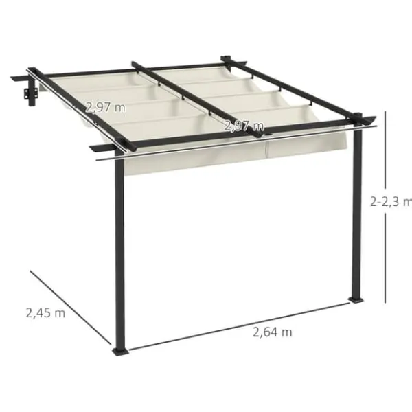 Sale Pergola, 297x297x200 cm, Krämfärgad Valvbågar, Spaljéer, Bersåer & Pergolor