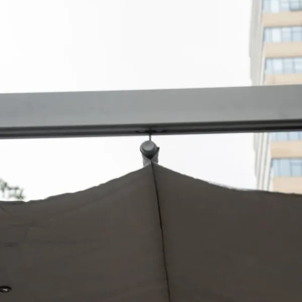 Pergola/paviljong 3×3×2,23 m, skjutbart tak, aluminium, kolgrå/mörkgrå