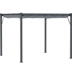 Clearance Pergola/paviljong 3×3×2,23 m, skjutbart tak, aluminium, kolgrå/mörkgrå Valvbågar, Spaljéer, Bersåer & Pergolor