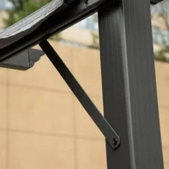 Clearance Pergola/paviljong 3×3×2,23 m, skjutbart tak, aluminium, kolgrå/mörkgrå Valvbågar, Spaljéer, Bersåer & Pergolor