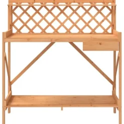 Planteringsbord med spaljé i massivt granträ | Färg: Brun | Storlek: Standard