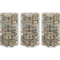 Planteringsgabion 3 st upphöjd rund galvaniserat stål Ø30x50 cm - Gabion - Gabioner - Home & Living