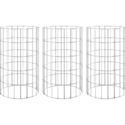 Planteringsgabion 3 st upphöjd rund galvaniserat stål Ø30x50 cm - Gabion - Gabioner - Home & Living
