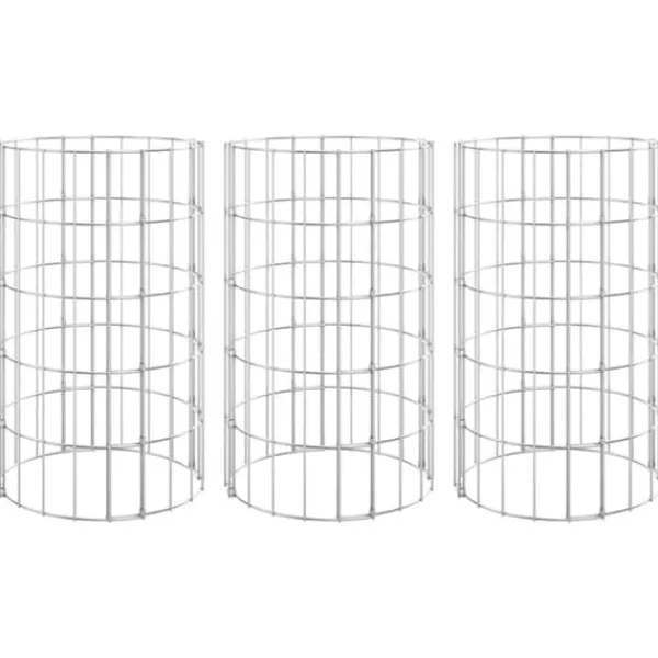 Planteringsgabion 3 st upphöjd rund galvaniserat stål Ø30x50 cm - Gabion - Gabioner - Home & Living