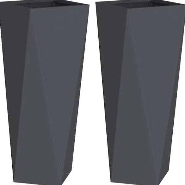 vidaXL Planteringskärl 2 pcs Antracit 30 x 30 x 75 cm Stål