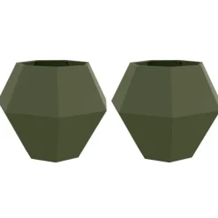 Best Planteringskärl 2 pcs Olivgrön 100 x 100 x 80 cm Stål Krukor & Växtbehållare