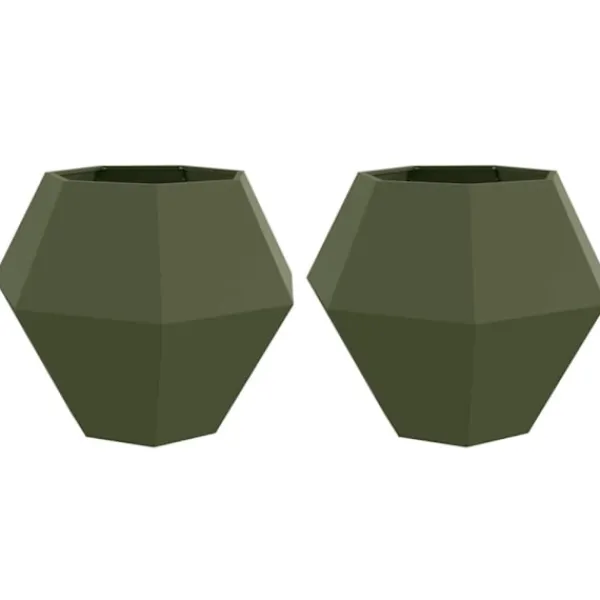 Best Planteringskärl 2 pcs Olivgrön 100 x 100 x 80 cm Stål Krukor & Växtbehållare