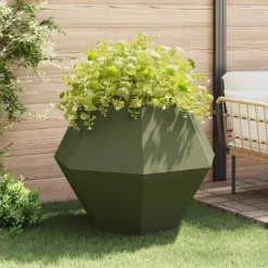 Best Planteringskärl 2 pcs Olivgrön 100 x 100 x 80 cm Stål Krukor & Växtbehållare
