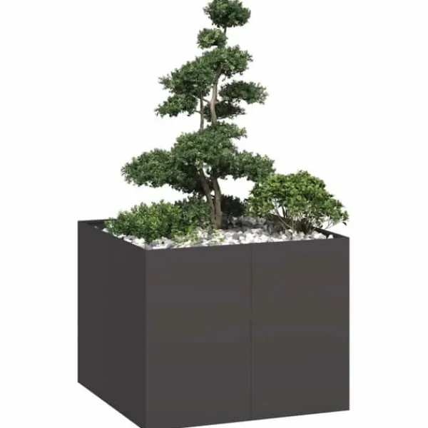 Clearance Planteringskärl svart 100x100x80 cm stål Krukor & Växtbehållare