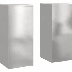 Planteringslåda i rostfritt stål för utomhusbruk - 2 st | Storlek: 24x24x55 cm | Färg: Silver