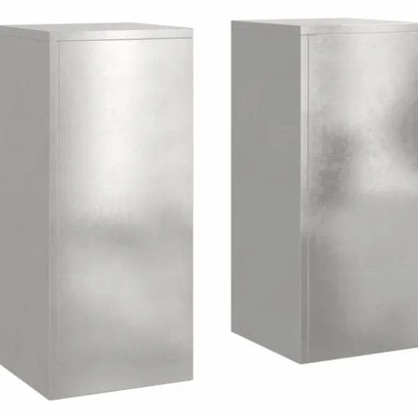 Planteringslåda i rostfritt stål för utomhusbruk - 2 st | Storlek: 24x24x55 cm | Färg: Silver