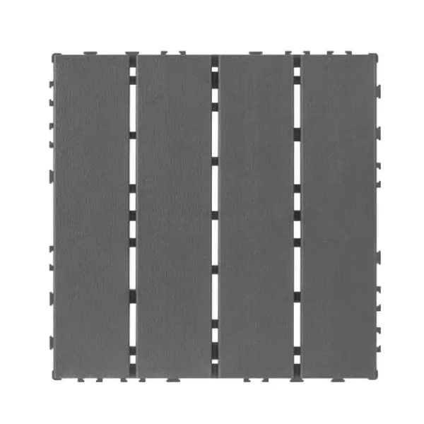 Plastdeckplattor, 44 st, 12"x12" kvadratiska vattentåliga utomhusplattor, för poolside, balkong och trädgård, mörkgrå