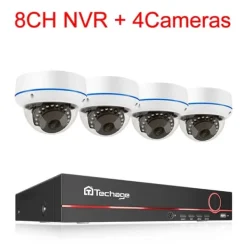 POE NVR CCTV-system, 5MP Inomhus Dome Ljud IP-kamera, Fjärrvideo Säkerhet, , 3T, 8CH NVR and 4 Camera