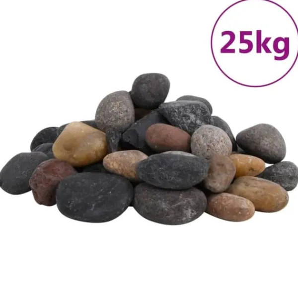vidaXL Polerad småsten 25 kg blandade färger 5-8 cm
