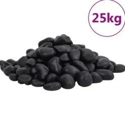 vidaXL Polerad småsten 25 kg svart 2-5 cm
