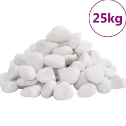 vidaXL Polerad småsten 25 kg vit 2-5 cm