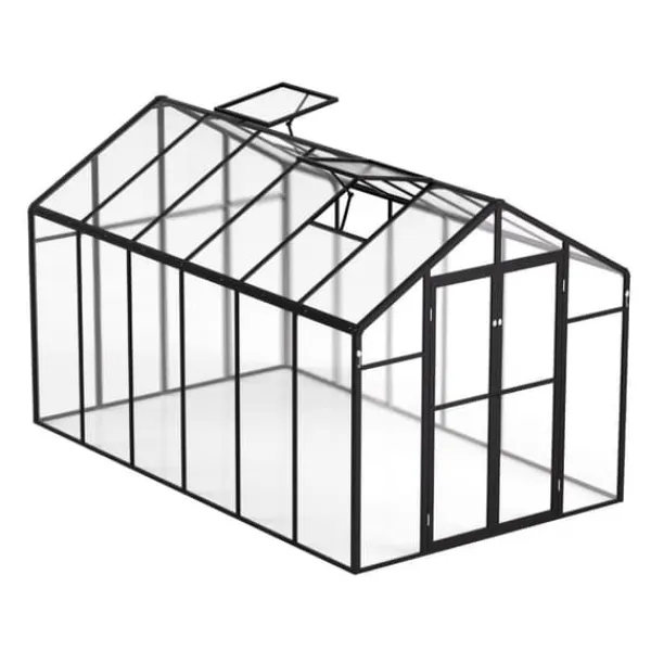 Hot Polykarbonatväxthus 8x12 Ft, Utomhus Walk-in Växthus, idealisk för trädgårdsskötsel Växthus