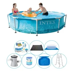 Sale Pool Super Deal - 8-delad - Intex metallram Rund Strandsida 305x76 cm Pooler