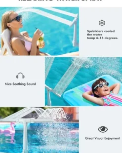 Online Poolfontän med dubbla munstycken – justerbar vattenfallsspridare för dekoration, kylning och avkoppling Fontäner & Dammar