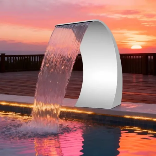 Best Poolvattenfall - Vattenfallblad - Metall - Kaskadeffekt - För Swimmingpool - Silver Fontäner & Dammar