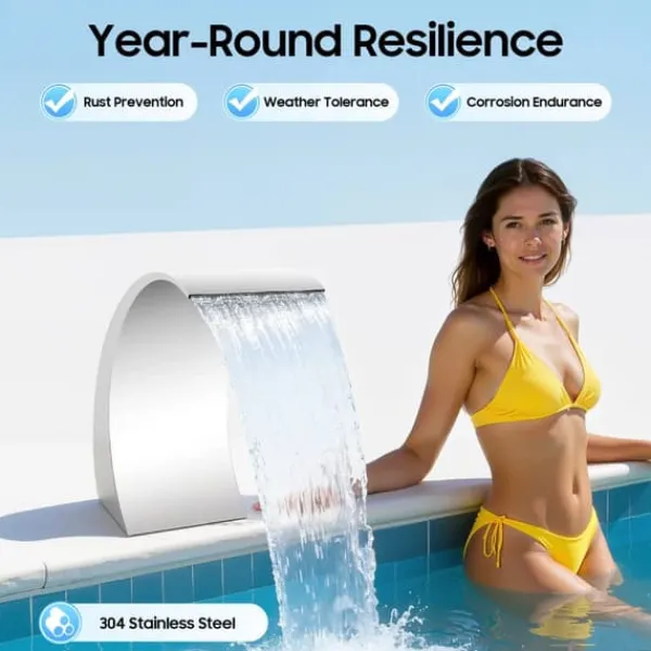 Best Poolvattenfall - Vattenfallblad - Metall - Kaskadeffekt - För Swimmingpool - Silver Fontäner & Dammar