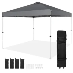 Hot Pop Up Canopy Partytält 10x10 fot med bärväska för camping, mörkgrått och lätt att transportera. Tält & Lusthus