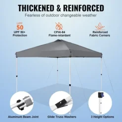 Hot Pop Up Canopy Partytält 10x10 fot med bärväska för camping, mörkgrått och lätt att transportera. Tält & Lusthus