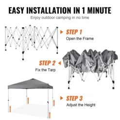 Hot Pop Up Canopy Partytält 10x10 fot med bärväska för camping, mörkgrått och lätt att transportera. Tält & Lusthus