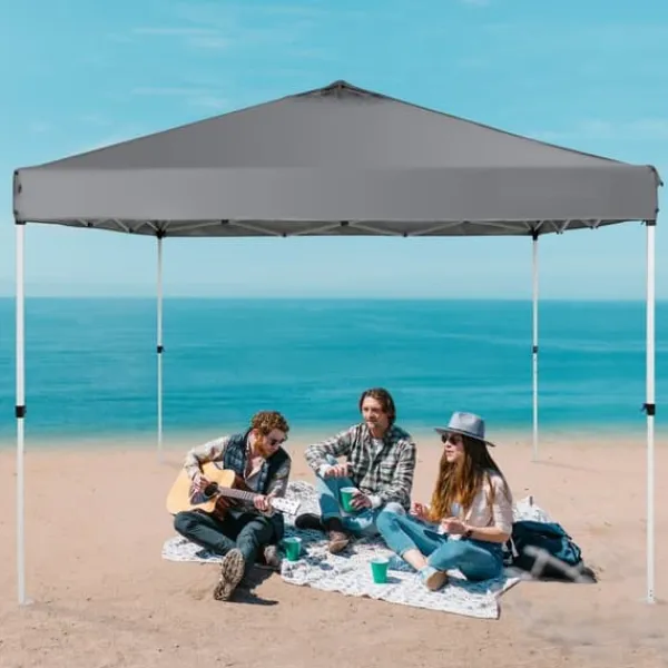 Hot Pop Up Canopy Partytält 10x10 fot med bärväska för camping, mörkgrått och lätt att transportera. Tält & Lusthus